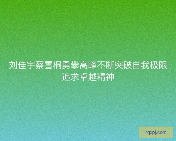 刘佳宇蔡雪桐勇攀高峰不断突破自我极限追求卓越精神