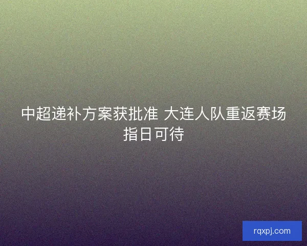 中超递补方案获批准 大连人队重返赛场指日可待